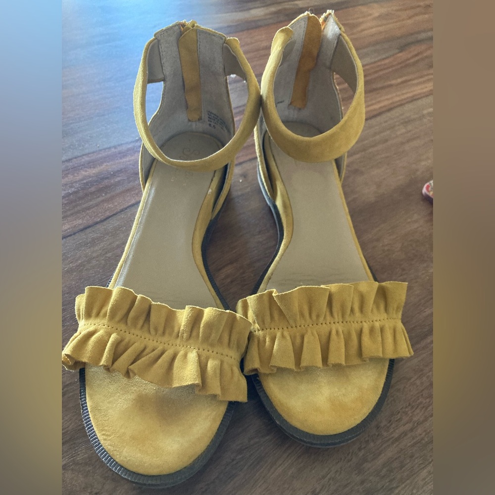 Seychelles sunny yellow suede sandals